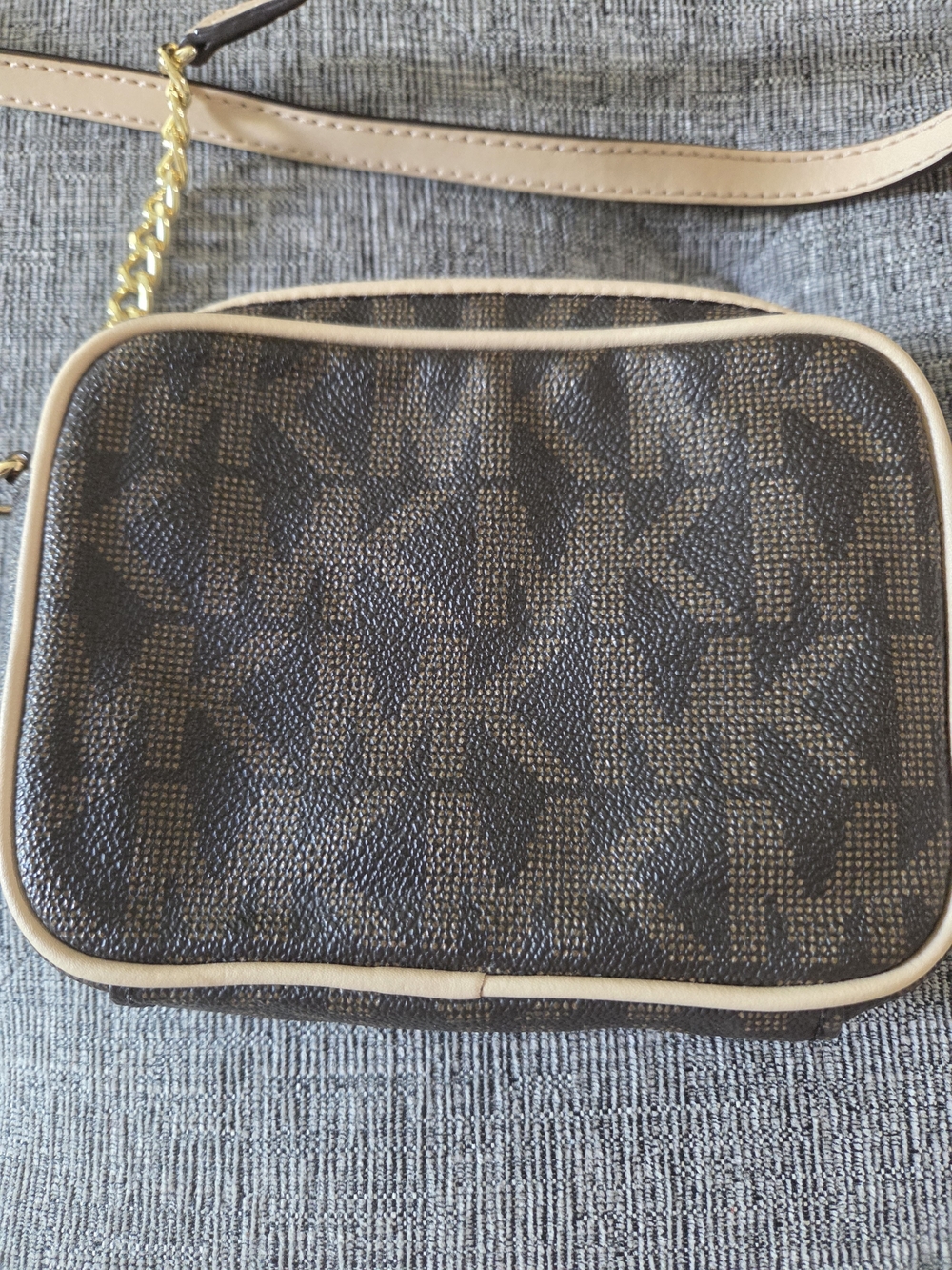 MICHAEL Michael Kors Dark Brown Monogram Camera Mini Crossbody Bag Gold Accents - Picture 6 of 11